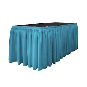 30 ft. x 29 in. Long with 15-Large Clips Dark Turquoise Polyester Poplin Table Skirt