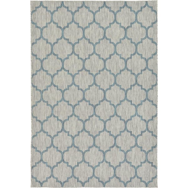 Unique Loom Outdoor Trellis Gray 6' 0 x 9' 0 Area Rug