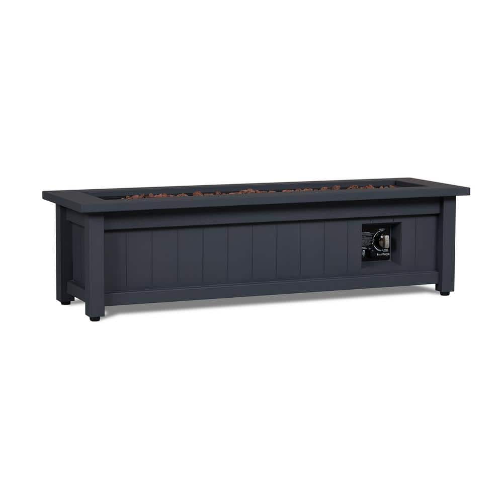 Gray 50" Steel Rectangle Propane Fire Pit Table