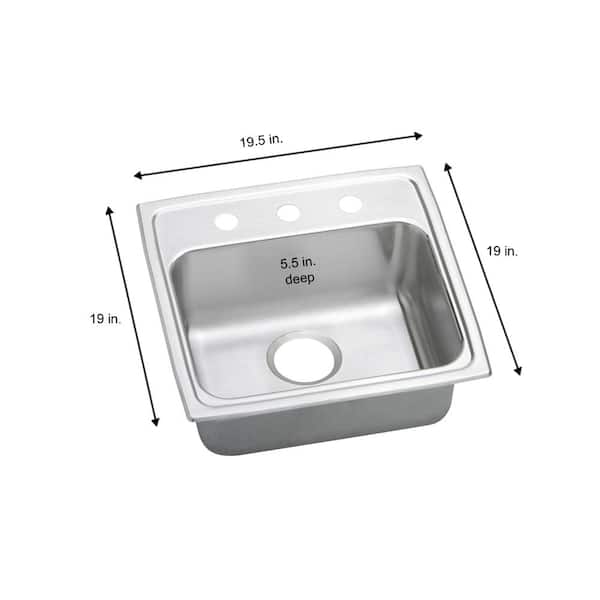 Lustertone Classic 19.5 in. Drop-in Single Bowl 18 Gauge Stainless Steel Sink Only