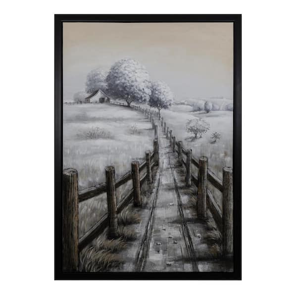 Yosemite Home Decor 'Country Road I' - 43"Wx63H Wall Art Hand Painted on Canvas, enhanced with 3D elements, Framed