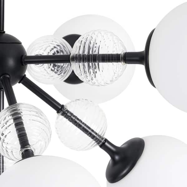 Y'INSP 9-Light Matte Black Modern Sputnik Style Chandelier Hanging