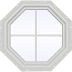 23.5 in. x 23.5 in. V-4500 Series White Vinyl Fixed Octagon Geometric Window with Colonial Grids/Grilles