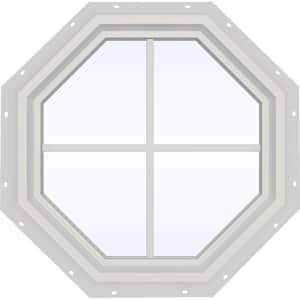 23.5 in. x 23.5 in. V-4500 Series White Vinyl Fixed Octagon Geometric Window with Colonial Grids/Grilles