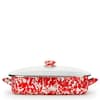 Golden Rabbit 10.5 qt. Red Swirl Enamelware Oven Safe Roasting Pan