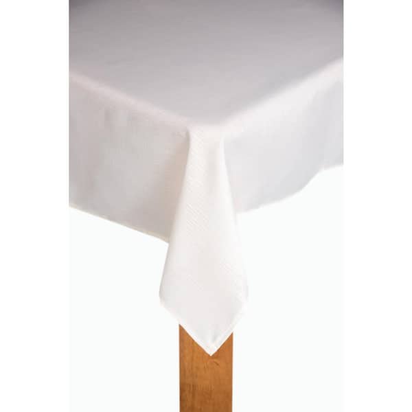 Lintex Oxford 60 in. x 84 in. Ivory 100% Polyester Tablecloth