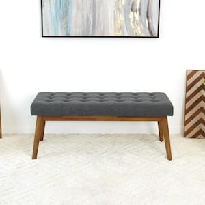 Allen Mid-Century Modern Dark Gray Design Fabric Upholstered Bench (18 in. H x 43 in. W x 16 in. D)
