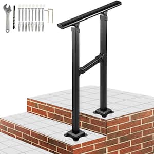Outdoor Stair Railing Fits for 1 Step Transitional Wrought Iron Handrail Adjustable Exterior Stair Railing