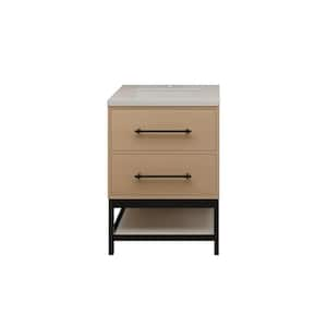 Victoria 24 in. W x 20 in. D x 35 in. H Single Sink Freestanding Frame Bath Vanity in Yellow Oak with White Acrylic Top