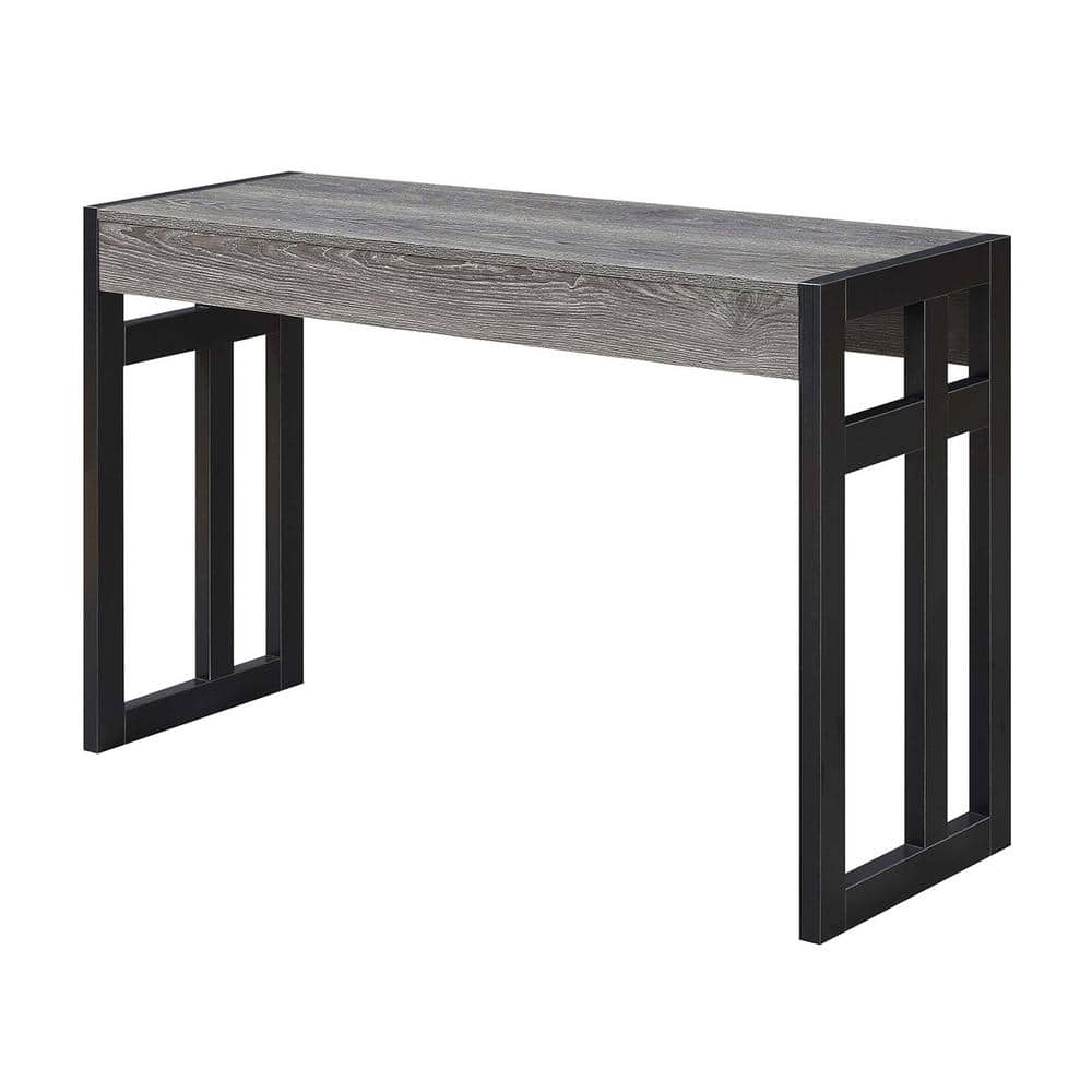 Weathered Gray & Black Solid Wood Console Table with Storage