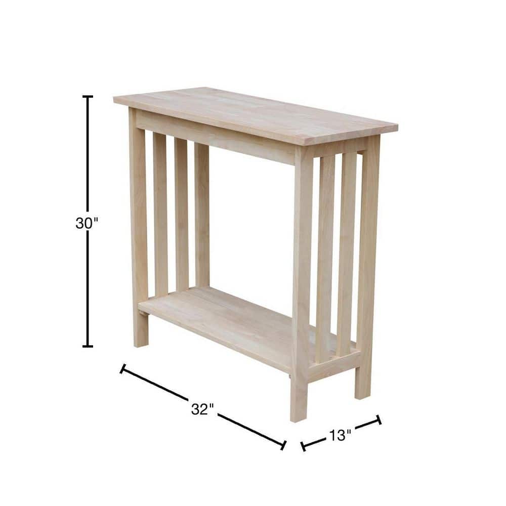 Unfinished Solid Wood Mission Entry Table with Shelf