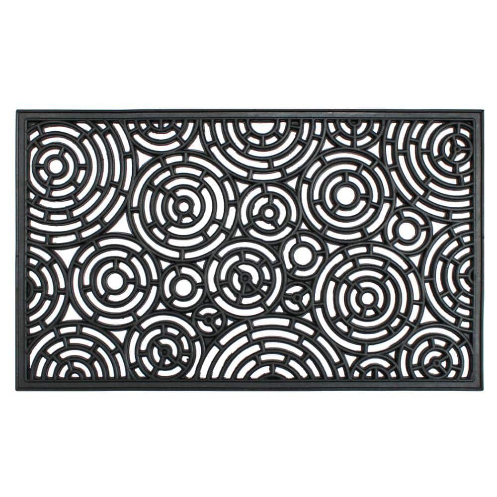 Natural 18 in. x 30 in. Circle Patterns Rubber Doormat DM5540 The