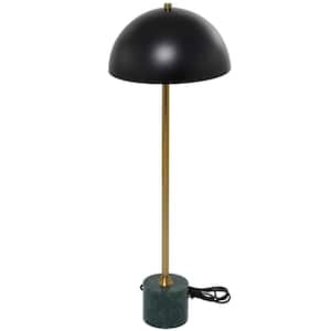 28 in. Black Metal Umbrella Style Task and Reading Desk Lamp with Marble Base