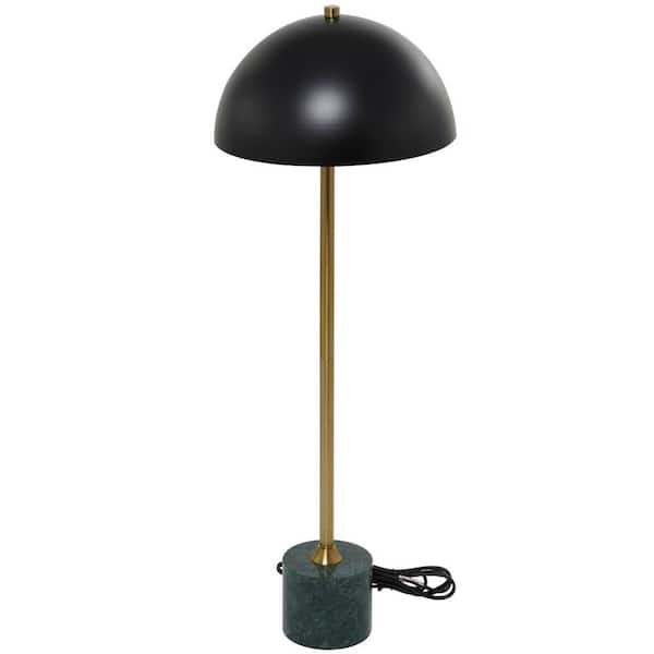 Litton Lane 28 in. Black Metal Umbrella Style Task and Reading Desk Lamp with Marble Base