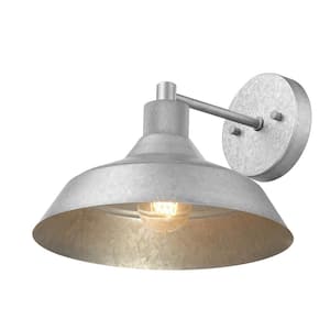 Sutton Galvanized Metal Farmhouse Outdoor 1-Light Wall Sconce with Textured Socket Detail