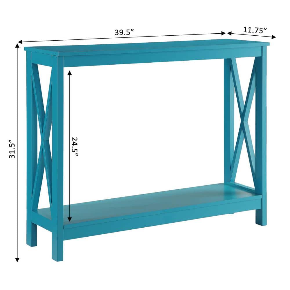 Oxford 40'' Blue Wood Console Table with Storage Shelf