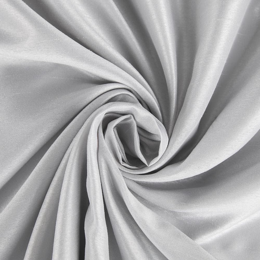 Chrome Gray Faux Silk Blackout Back Tab Curtain Panel