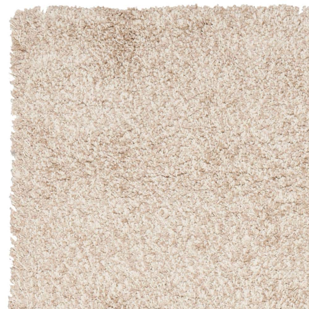Santa Monica Beige Shag Rug, 4' x 6', Synthetic Blend