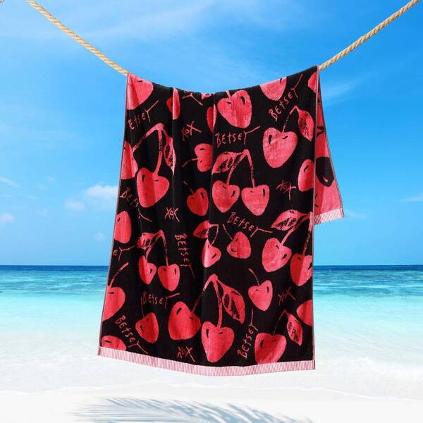 BETSEY JOHNSON Cherry Love 1-Piece Black/Fuchsia Pink Cotton Blend