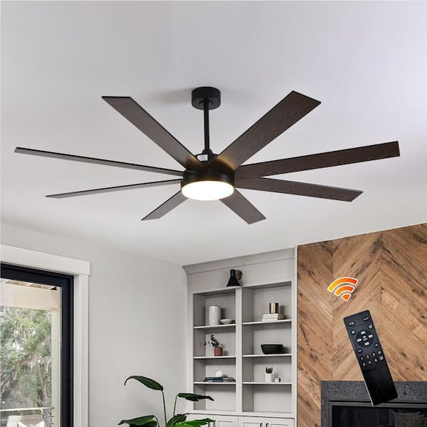 72 in. Indoor Black Walnut Low Profile Standard Downrod Mount Ceiling Fan with Dimmable Integrated LED and Remote