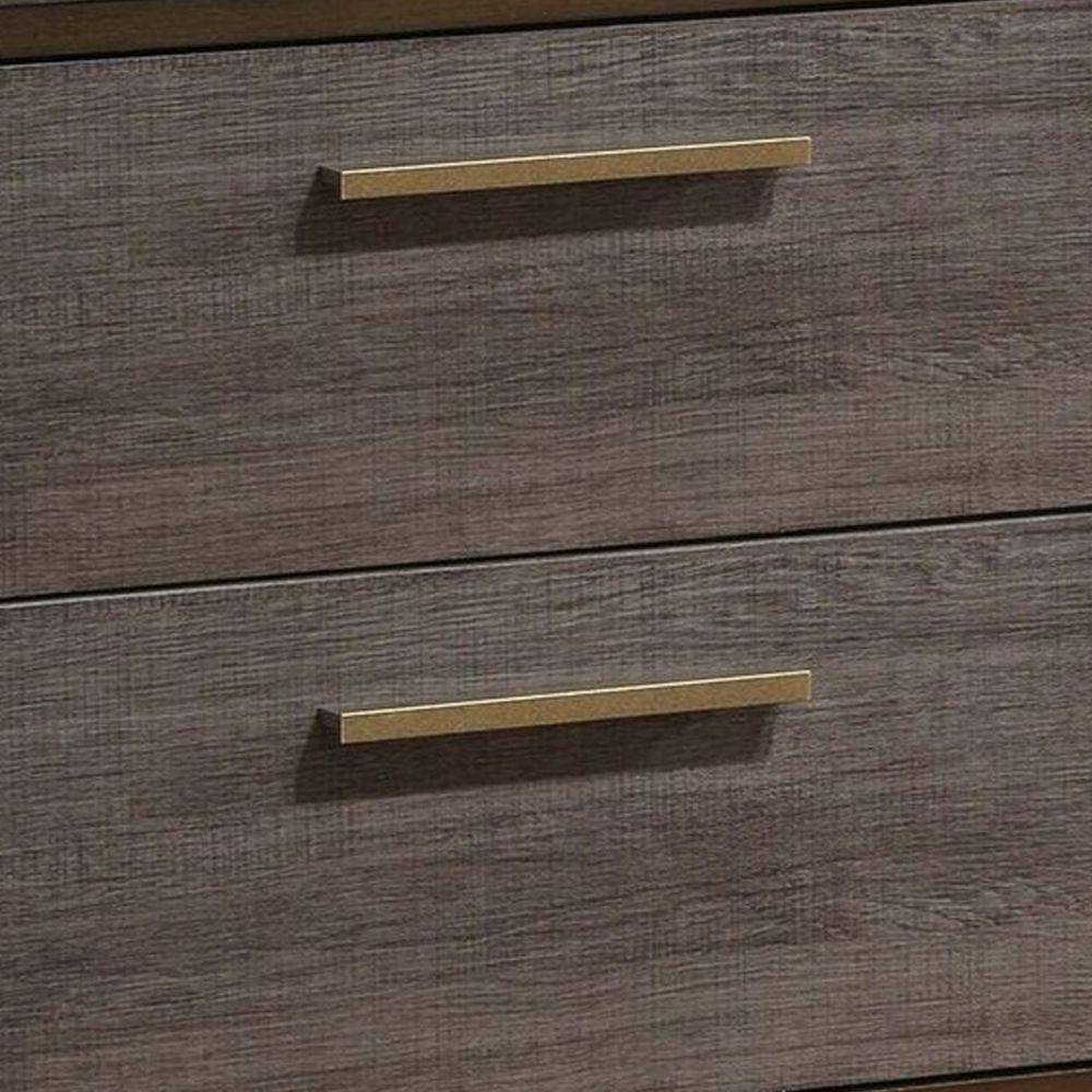 Sleek Gray Solid Wood 2-Drawer Nightstand