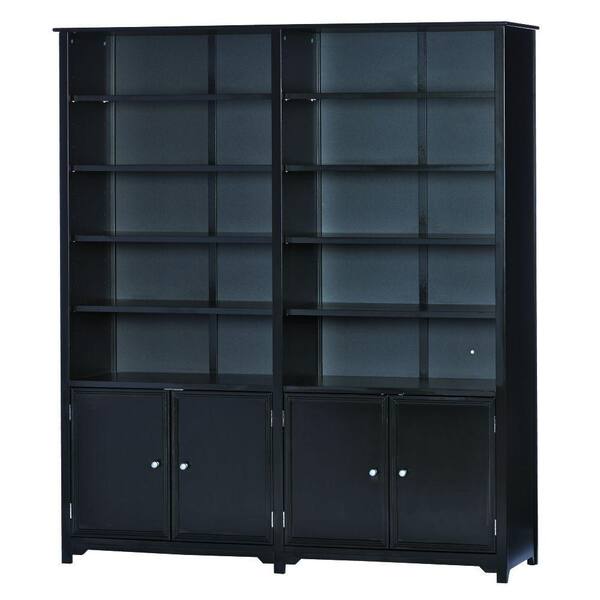 Black Wood 12 Shelf Accent Bookcase, Home Depot Book Shelves Wood