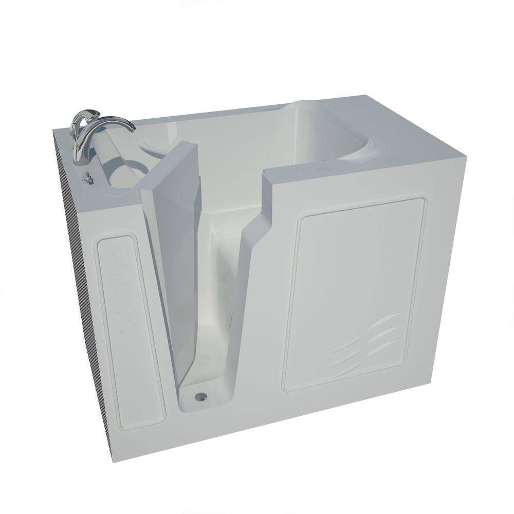 Biscuit Fiberglass Walk-In Soaking Bathtub with Right Drain