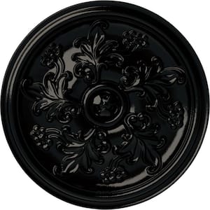 14-1/2 in. x 2-3/4 in. Katheryn Urethane Ceiling Medallion (Fits Canopies upto 2-1/8 in.), Hand-Painted Black Pearl