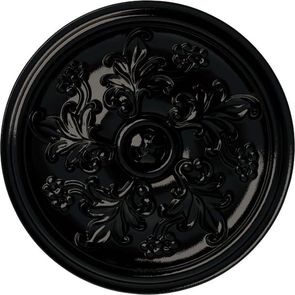 Ekena Millwork 14-1/2 in. x 2-3/4 in. Katheryn Urethane Ceiling Medallion (Fits Canopies upto 2-1/8 in.), Hand-Painted Black Pearl