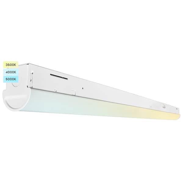 LUXRITE 4 ft. 45-Watt 5940 Lumens LED White Slim Shop Light 3 Color Selectable 3500K-5000K Dimmable Damp Rated UL Listed