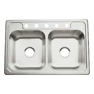 Middleton 33x22x8 5 Hole Double-basin Kitchen Sink in Stainless Steel