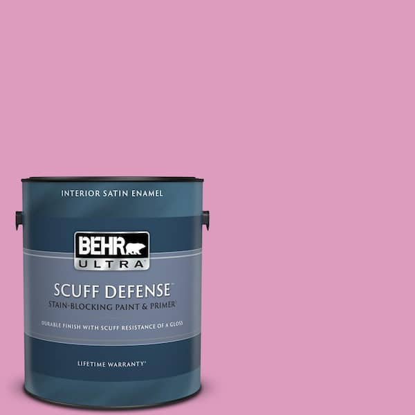 BEHR ULTRA 1 gal. #690B-4 Pink Begonia Extra Durable Satin Enamel Interior Paint & Primer