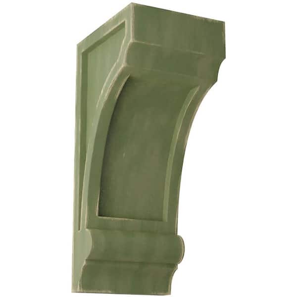 Ekena Millwork 3-1/4 in. x 8 in. x 4 in. Restoration Green Diane Recessed Wood Vintage Decor Corbel