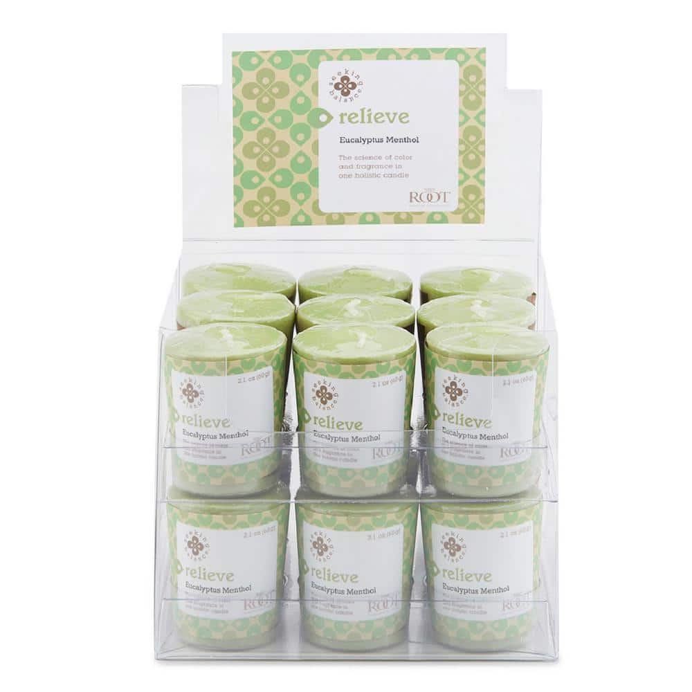 Eucalyptus Menthol Scented Beeswax Votive Candle in Glass Holder