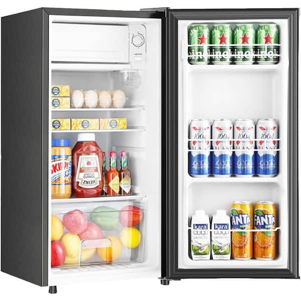 16 in. 3.1 cu.ft. Mini Refrigerator in Silver with Freezer, 5-Settings Temperature Adjustable