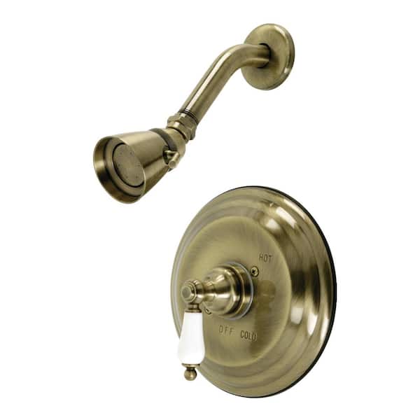 Kingston Brass Restoration Single Handle 1-Spray Shower Faucet 1.8 GPM with Pressure Balance in Antique Brass