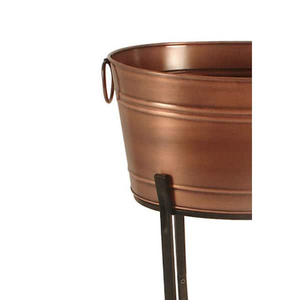 Huge Vintage Copper Pot With Iron Handles, 24'' Wide Wash Tub