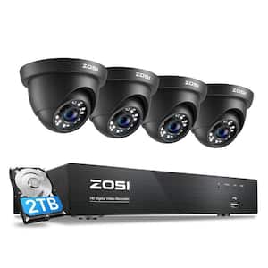 4K 4-Channel Wired DVR Security Camera System 2TB HDD with 4 x 8MP Outdoor Dome Cameras, Motion Detection, Remote View