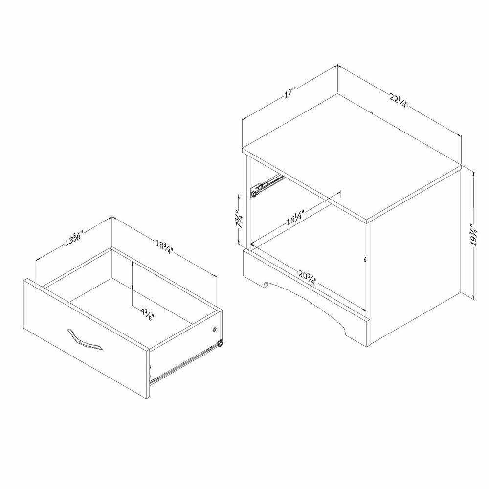 Pure White 1-Drawer Nightstand with Open Shelf
