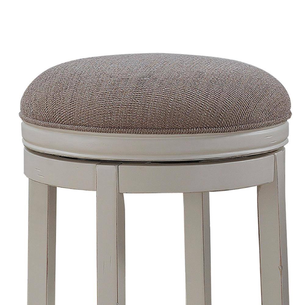 Transitional 26'' Swivel Backless Counter Stool in Antique White and Light Brown
