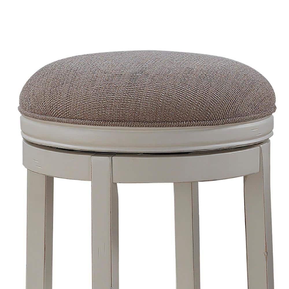 Aversa 34" Antique White Backless Swivel Wood Bar Stool
