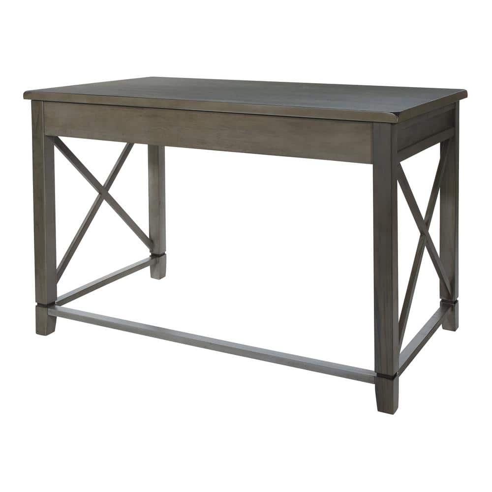 Hillsboro Rustic Farmhouse Gray Wash Solid Wood Writing Desk with Drawer