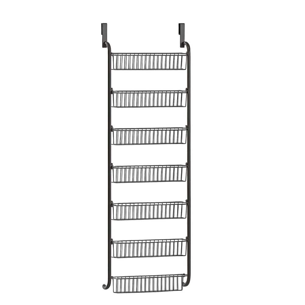 6-Shelf Black Heavy Duty Over The Door Pantry Organizer With Removable Baskets Metal Storage Rack 50 Inch