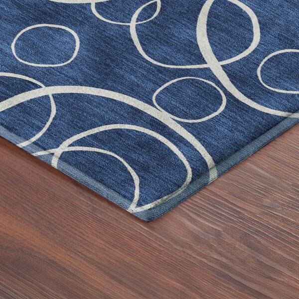 Mayfield Premium Machine Washable Abstract AMF2407 Navy 2 ft. x 3 ft. Accent Rug