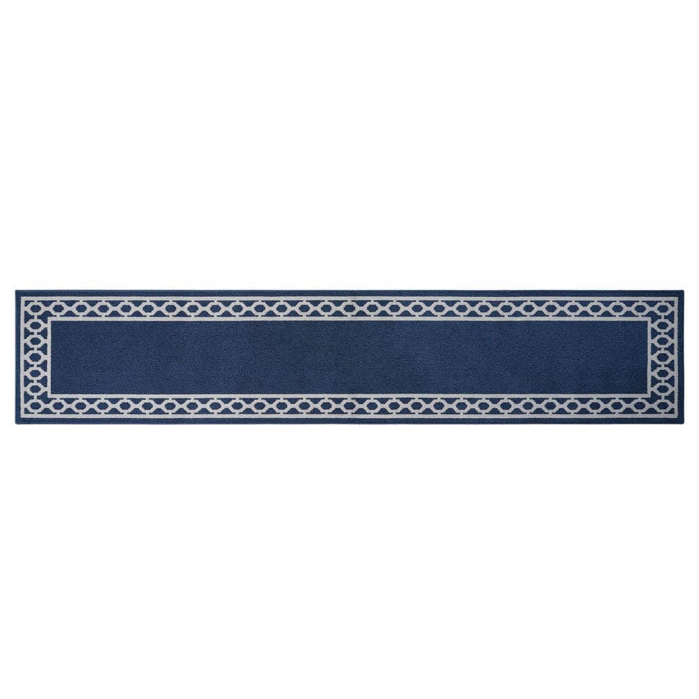 Machine Washable Non-Skid Denim Blue Twist/Light Gray  2.5 ft. x 12 ft. All Loop Tufted Area Rug price history on PriceWatchPro