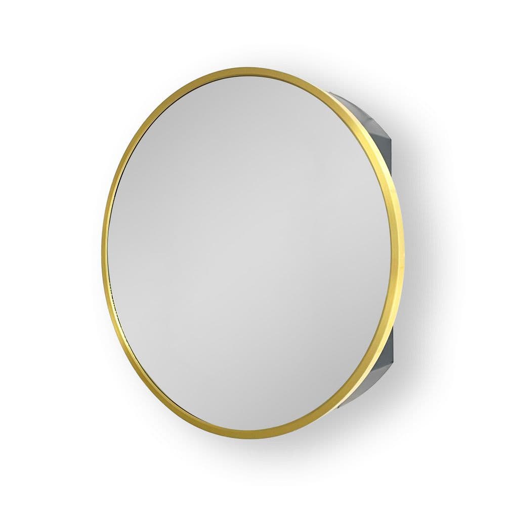 26 in. W x 26 in. H Round Metal Surface Mount Medicine Cabinet with Mirror in Gold price history on PriceWatchPro