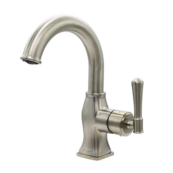 Aurora 1-Handle Single Hole Bathroom Faucet in Brushed Nickel