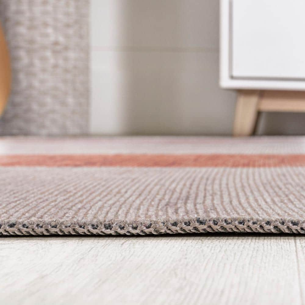 Ivory Stripe Easy-Care Synthetic 4' x 6' Area Rug