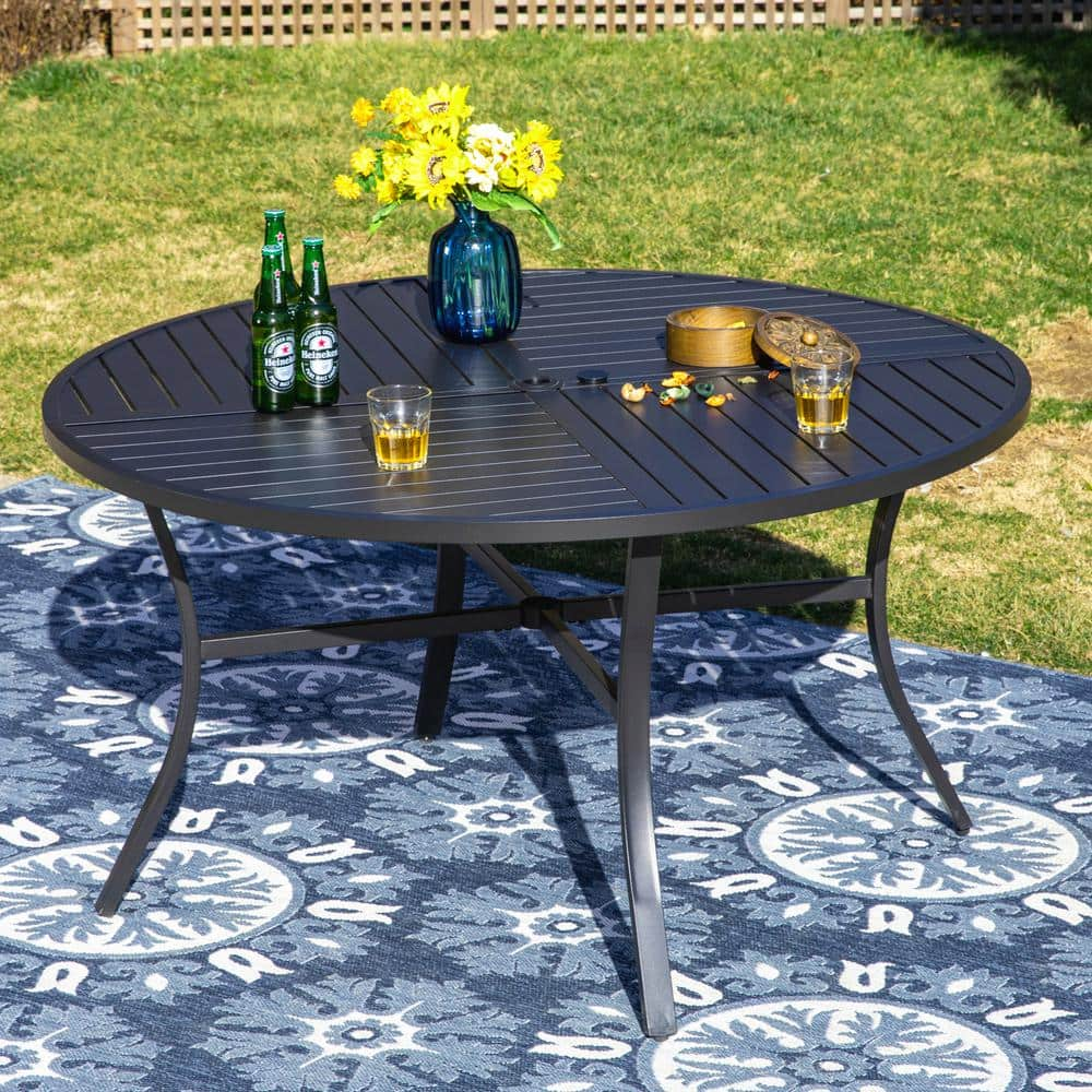 Black round garden table sale