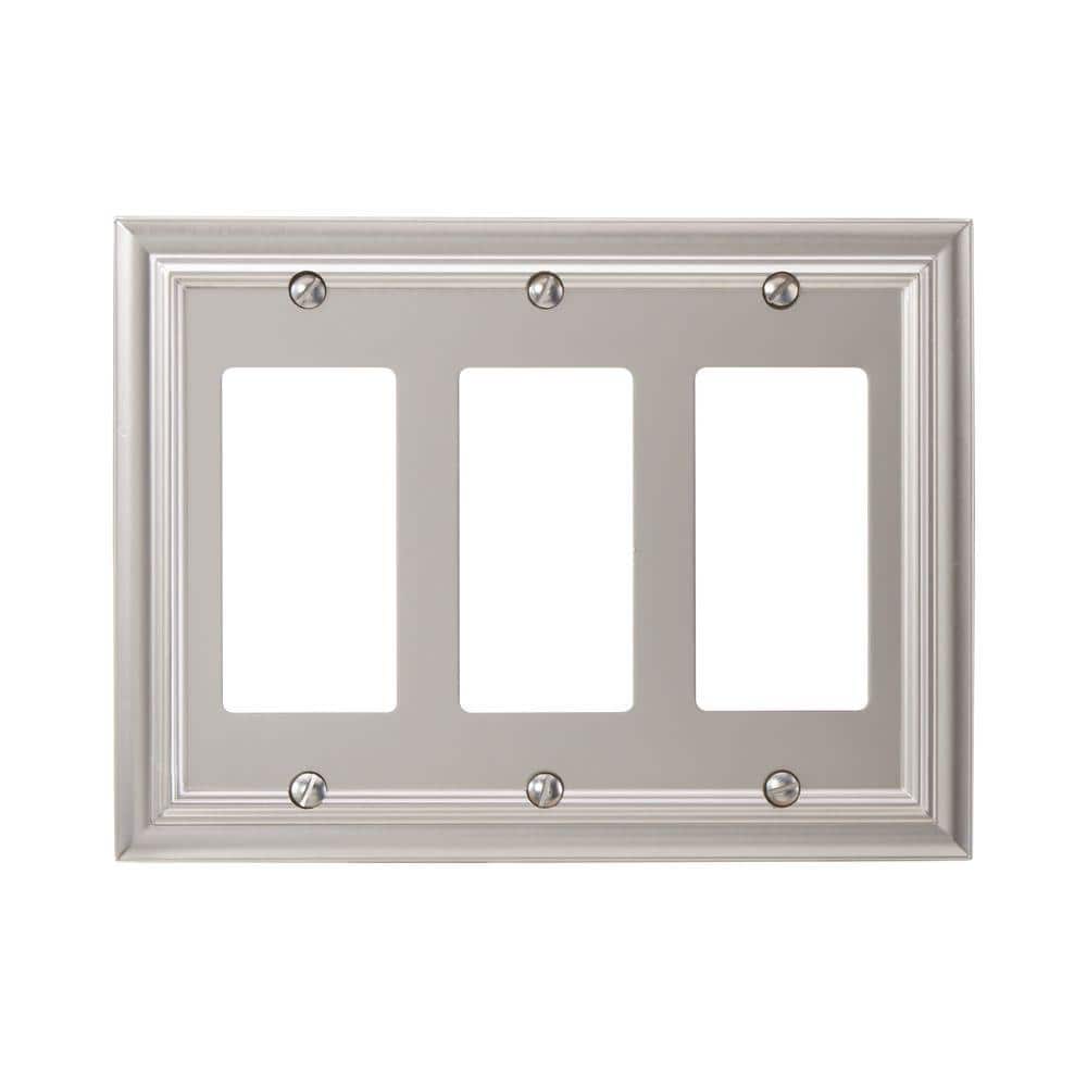 Satin Nickel Triple Rocker Metal Wall Plate